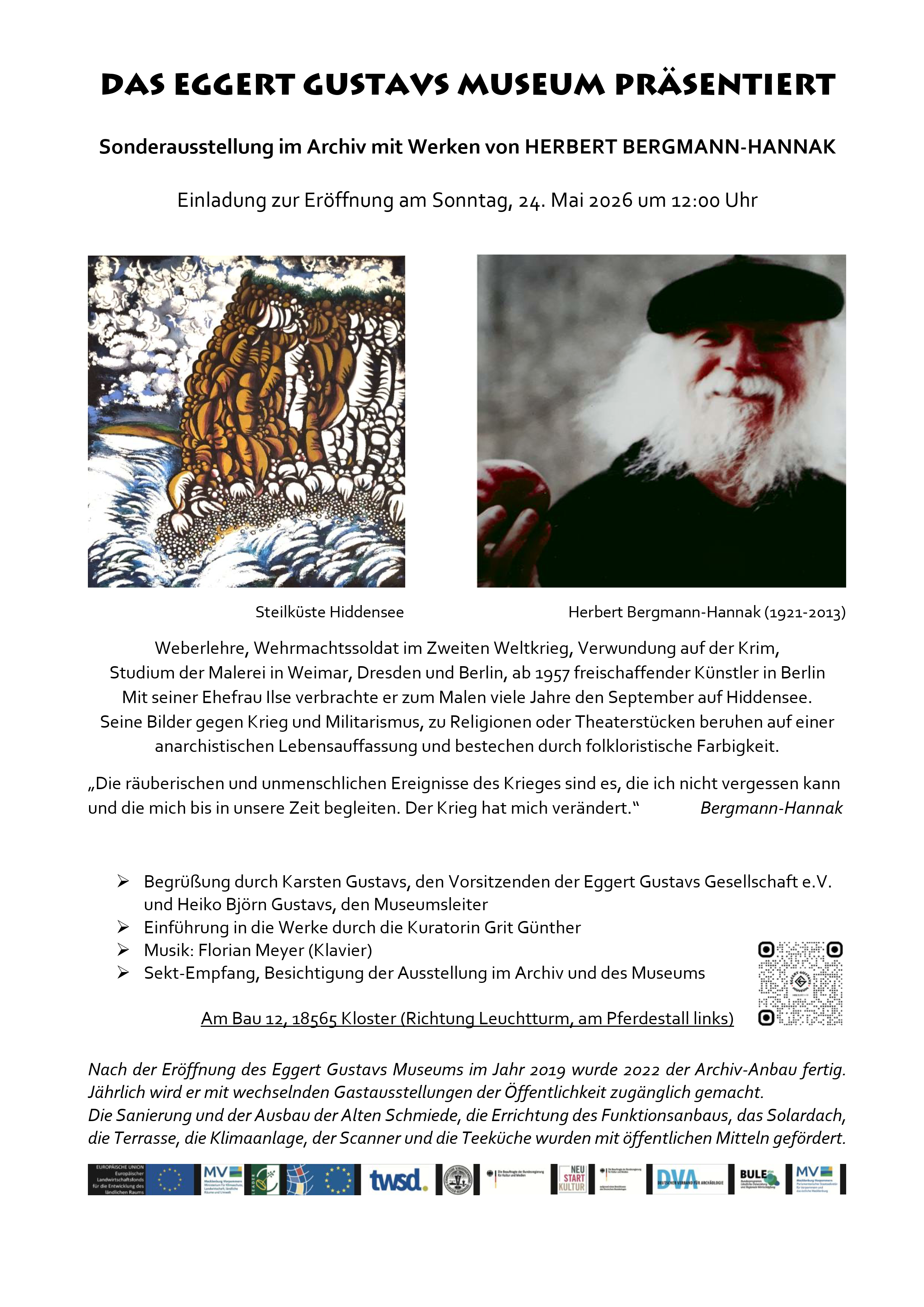 EGM Sonderausstellung 2026. Werke des Malers und Grafikers Herbert Bergmann-Hannak